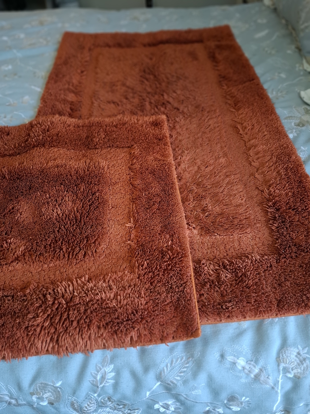 Plush Bathroom Rug Set - Burnt Orange